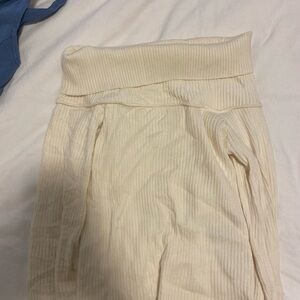 Cream Ribbed Off the Shoulder Sweater Top